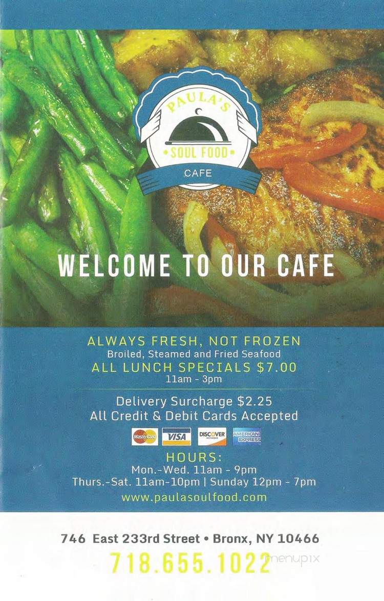 Paula's Soul Food Cafe - Hackensack, NJ menu_pic