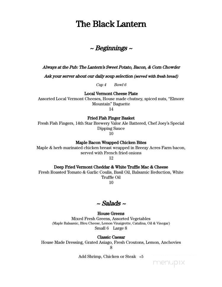 The Black Lantern Inn - Montgomery, VT menu_pic