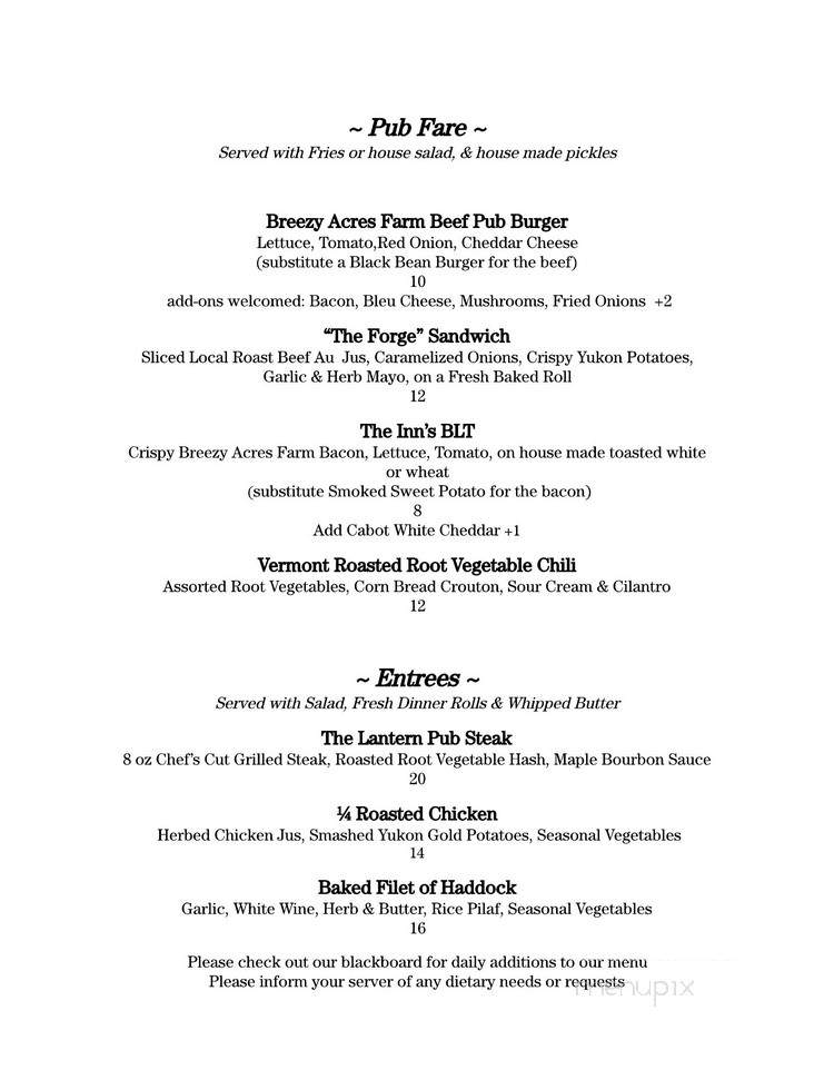 The Black Lantern Inn - Montgomery, VT menu_pic