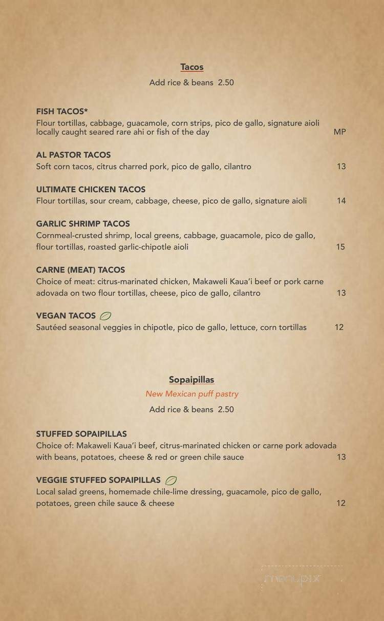 Verde - Lihue, HI menu_pic