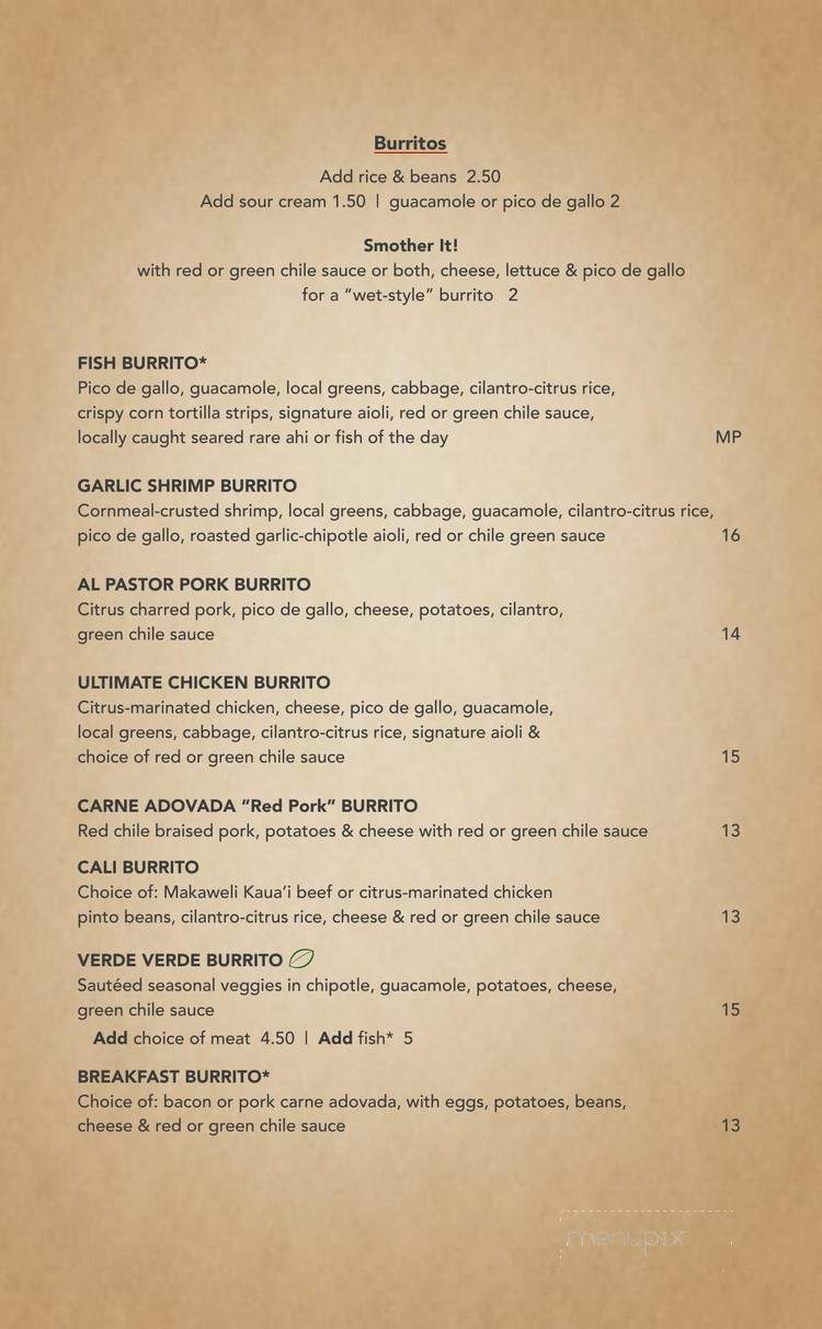 Verde - Lihue, HI menu_pic