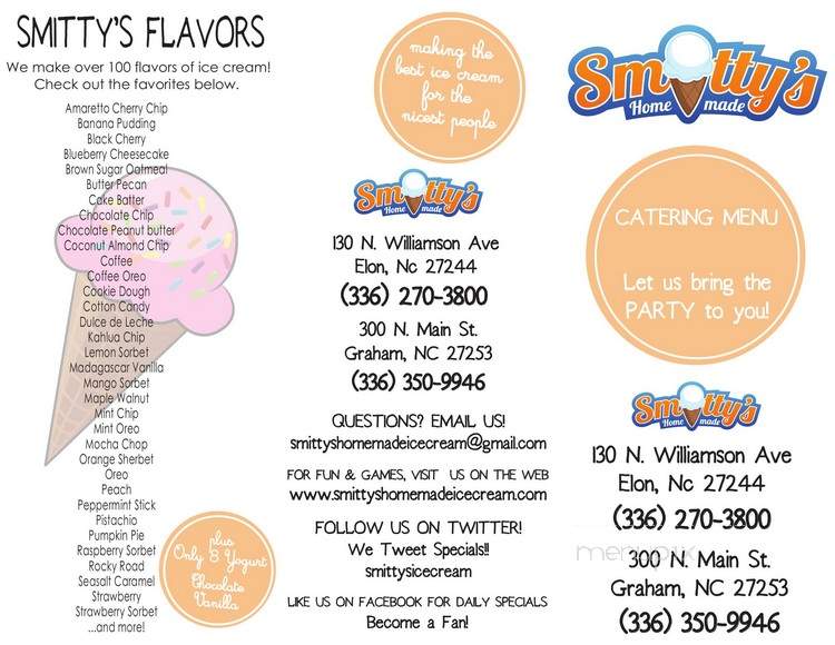 Smitty's Homemade Ice Cream - Graham, NC menu_pic