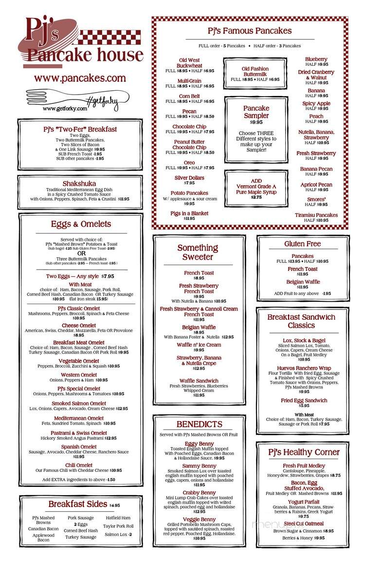Pj's Pancake House - Kingston, NJ menu_pic