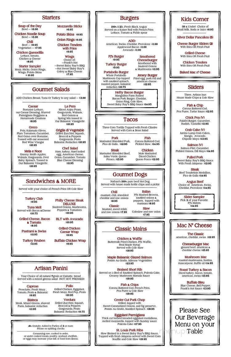 Pj's Pancake House - Kingston, NJ menu_pic