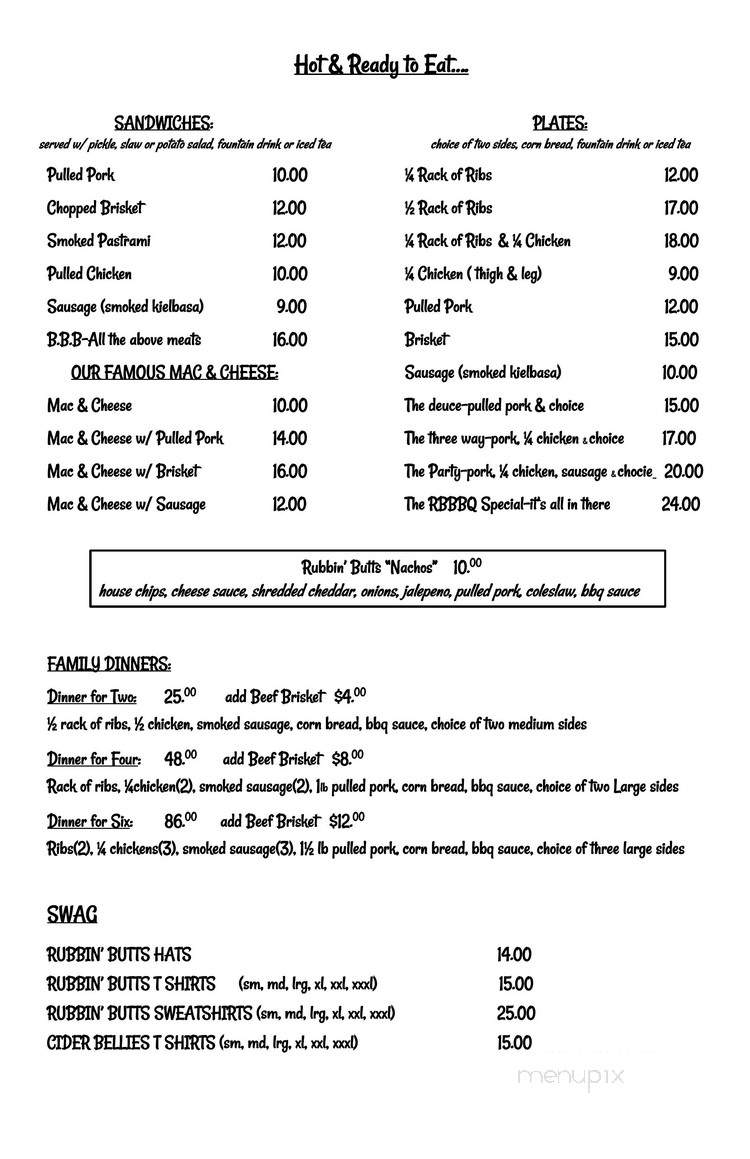 Bellies-N-Butts - Center Harbor, NH menu_pic