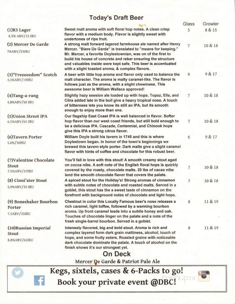 Doylestown Brewing - Doylestown, PA menu_pic