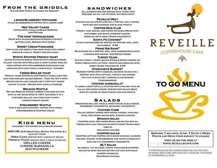 Reveille Coffeehouse Cafe - Sugar Hill, GA menu_pic