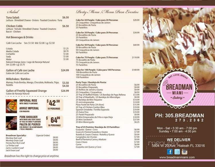 Breadman Miami - Miami, FL menu_pic