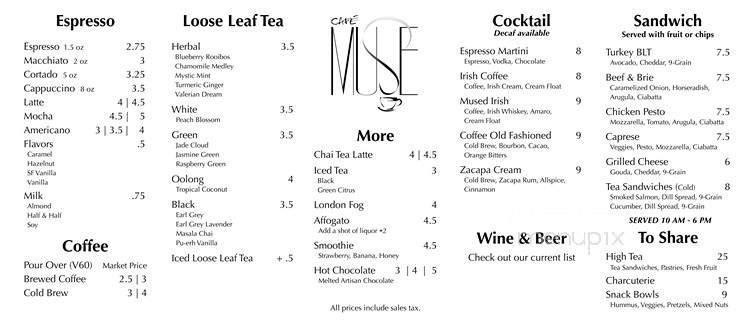 Cafe Muse - North Liberty, IA menu_pic