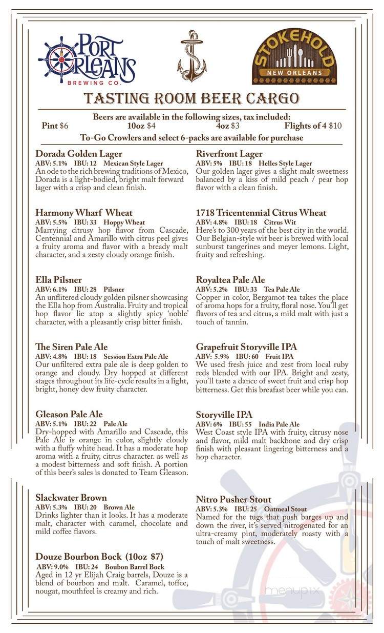 Port Orleans Brewing - New Orleans, LA menu_pic