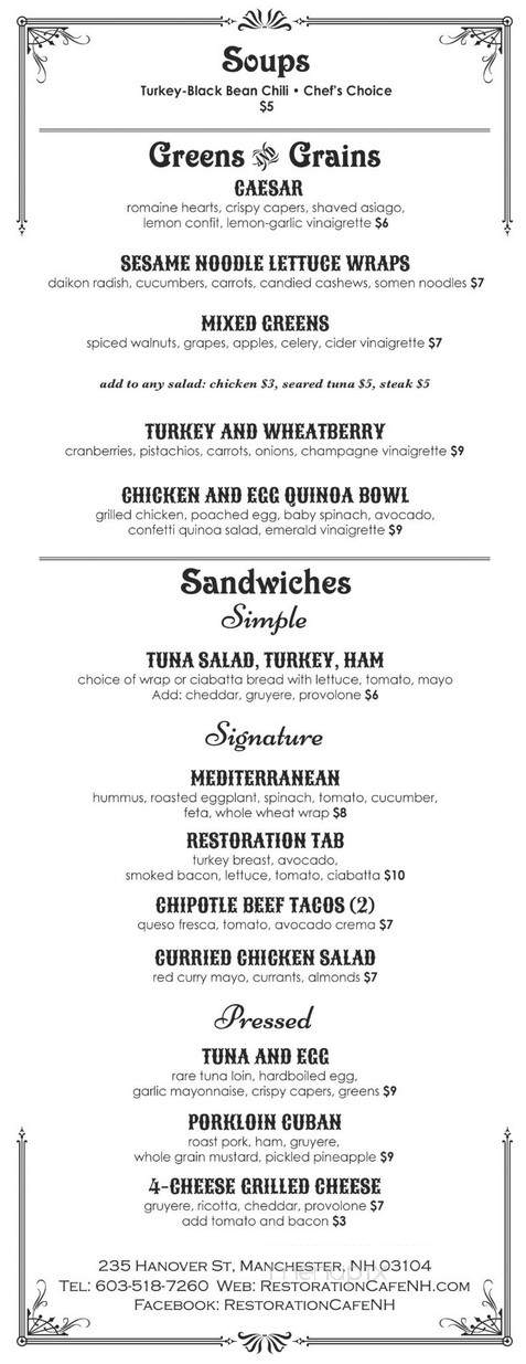 Restoration Cafe - Manchester, NH menu_pic