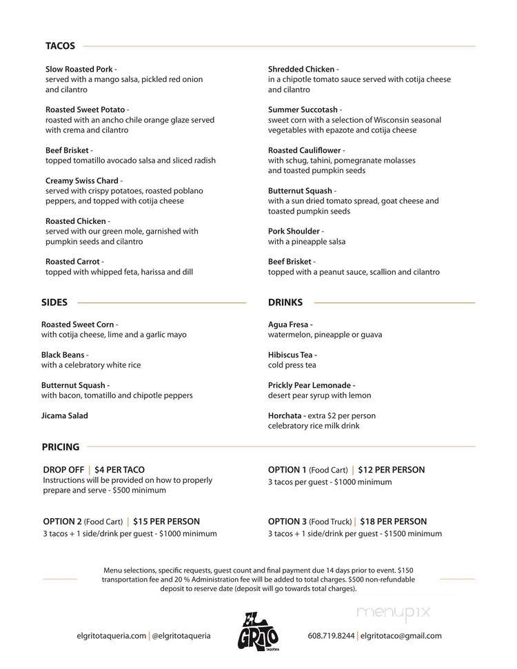 El Grito Taqueria - Madison, WI menu_pic