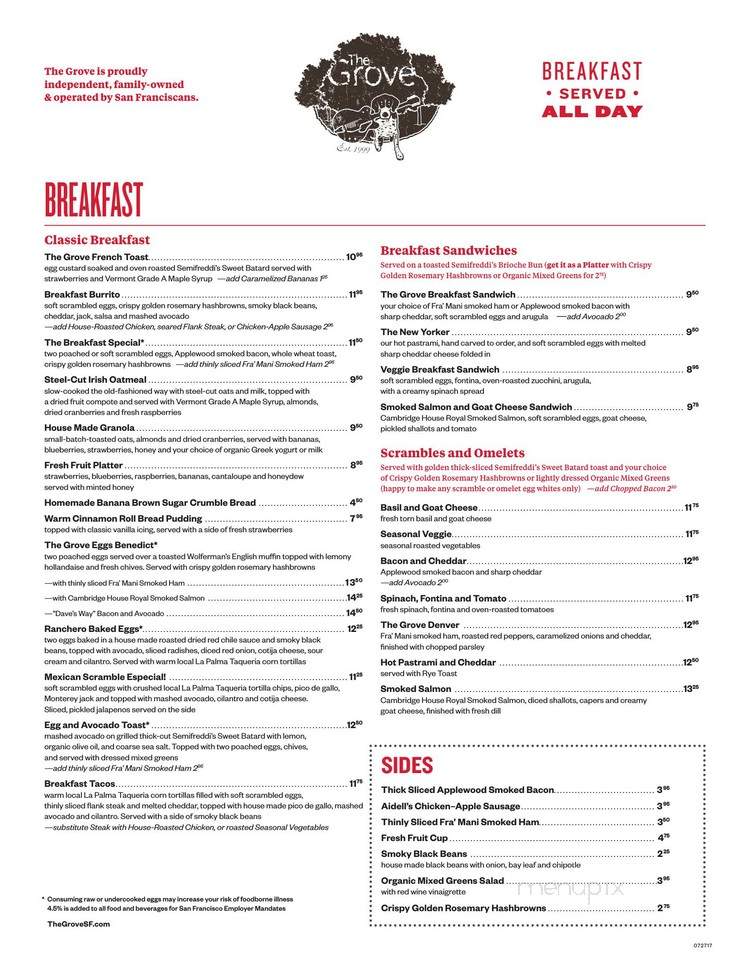 The Grove - San Francisco, CA menu_pic