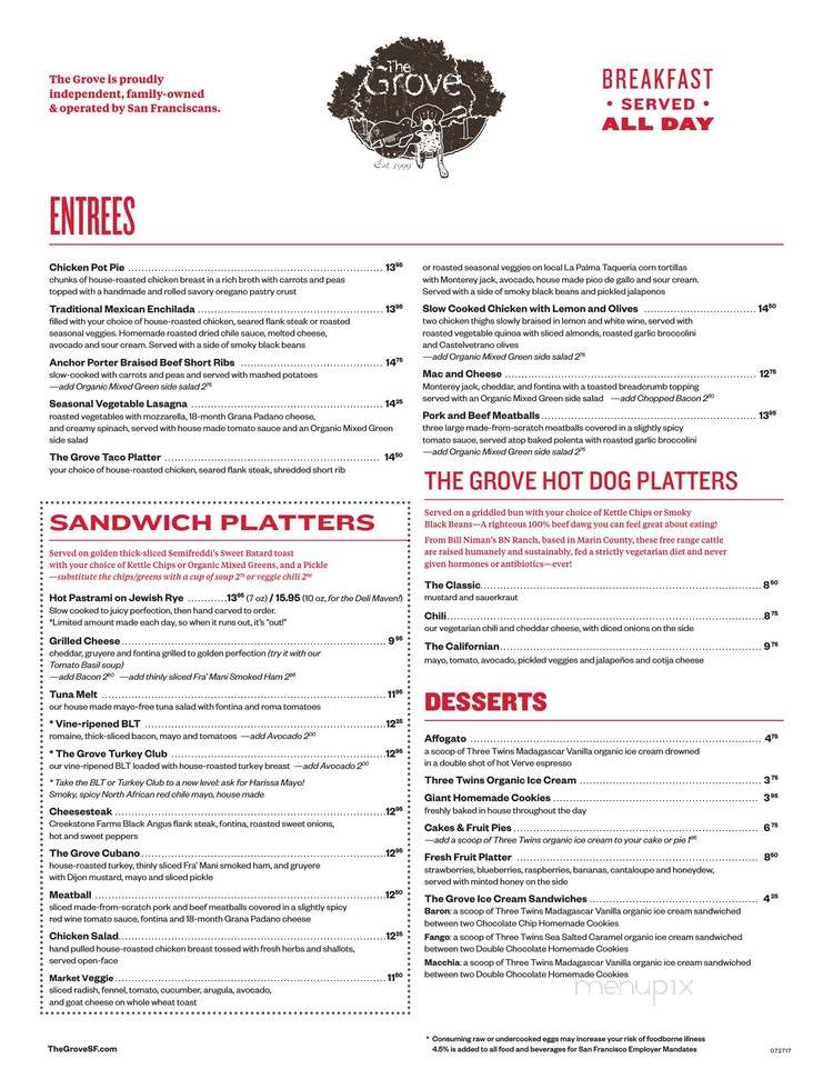 The Grove - San Francisco, CA menu_pic