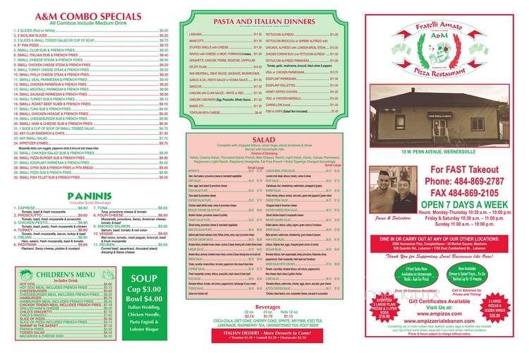 A And M Pizza & Grill - Wernersville, PA menu_pic