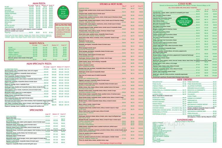 A And M Pizza & Grill - Wernersville, PA menu_pic