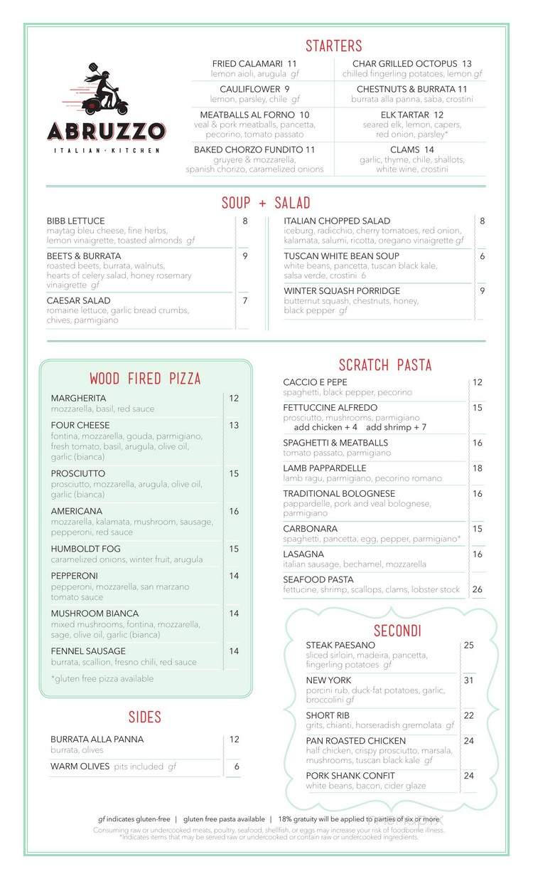 Abruzzo Italian Kitchen - Whitefish, MT menu_pic