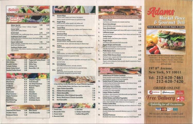 Adam's Market Place - New York, NY menu_pic