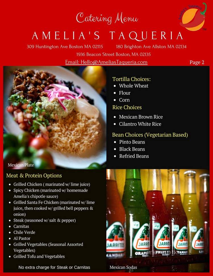 Amelia's Taqueria - Brighton, MA menu_pic