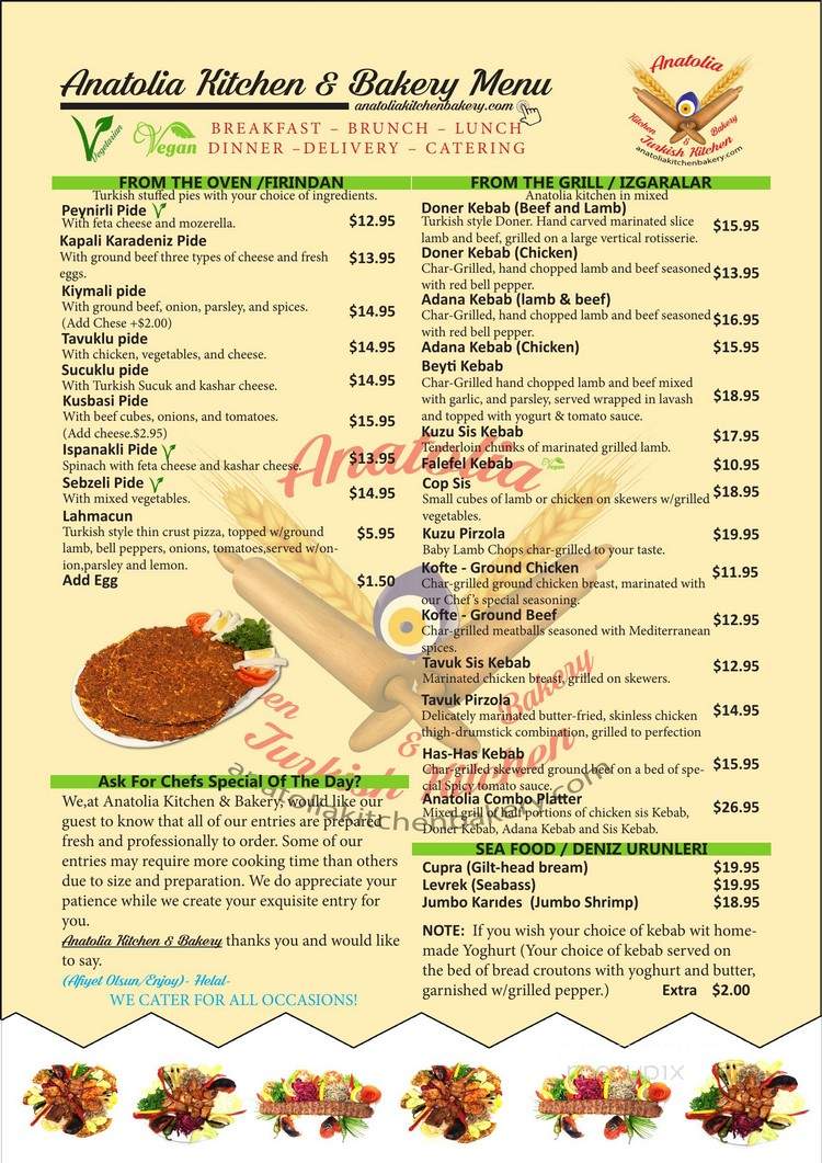 Anatolian Express Mediterranean Grill - Chicago, IL menu_pic