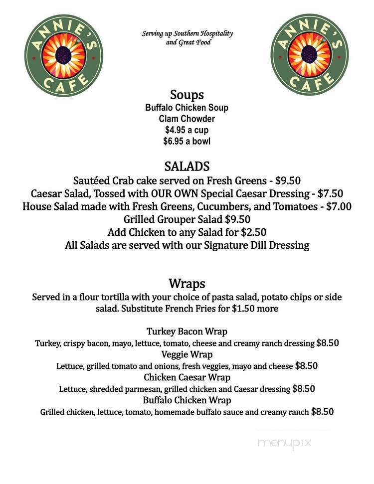 Annie's Cafe - Scaly Mountain, NC menu_pic