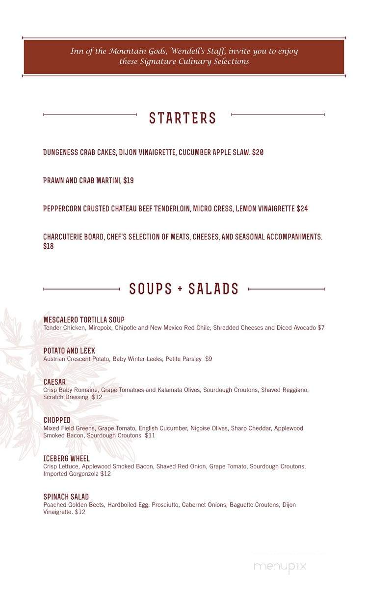 Apache Tee - Mescalero, NM menu_pic
