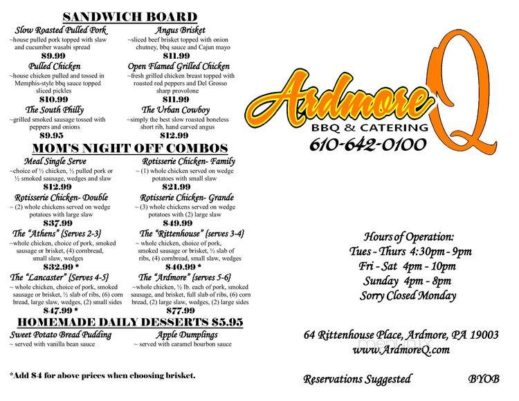 ArdmoreQ - Ardmore, PA menu_pic