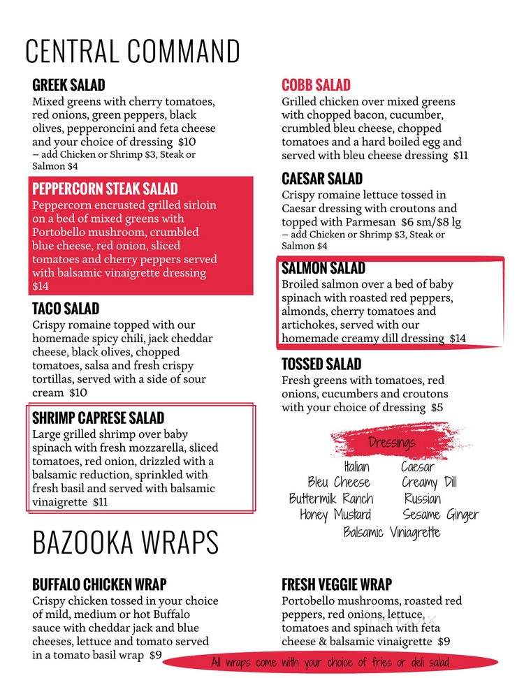 Arsenal City Tavern - Watervliet, NY menu_pic