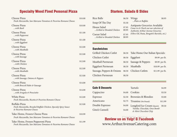 Arthur Avenue Wood Fired Pizza & Catering - Pleasantville, NY menu_pic