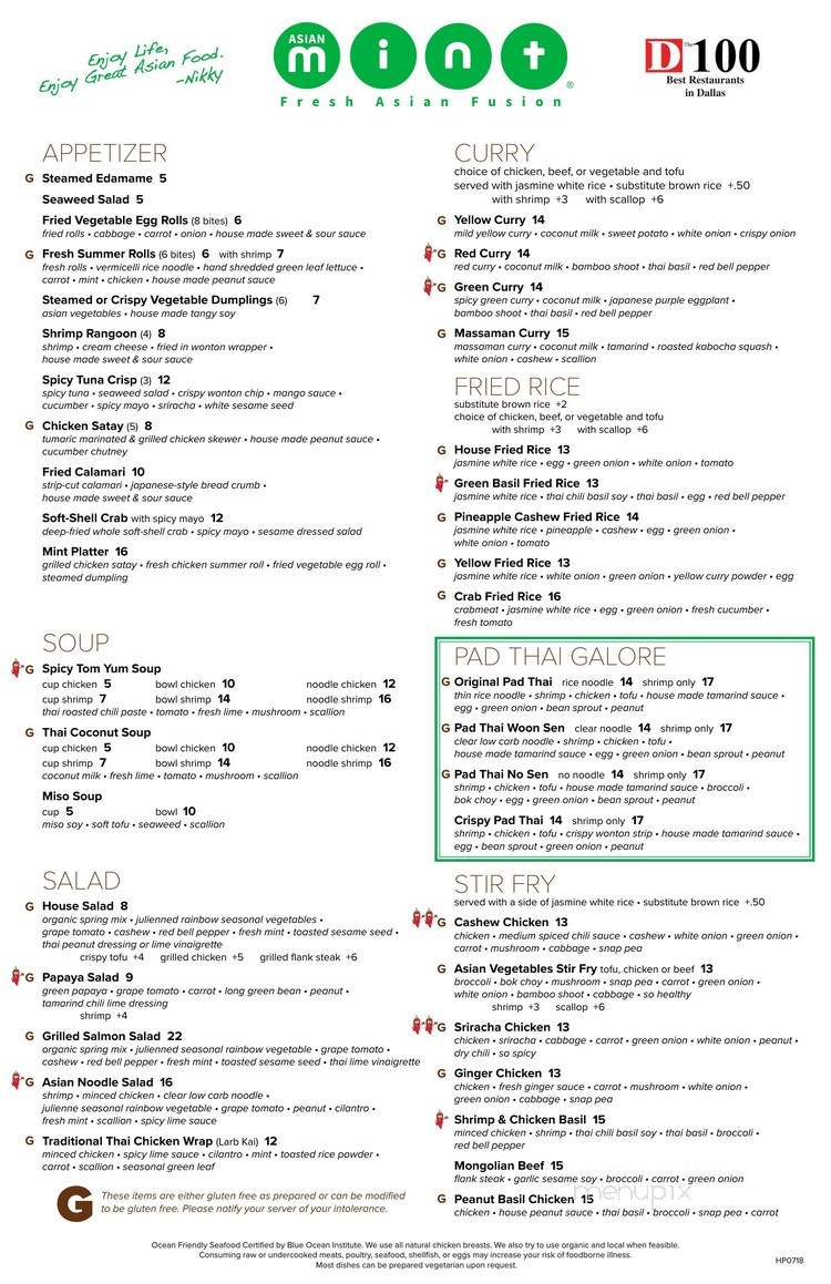 Asian Mint - Dallas, TX menu_pic