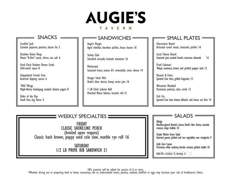 Augie's Tavern - Madison, WI menu_pic