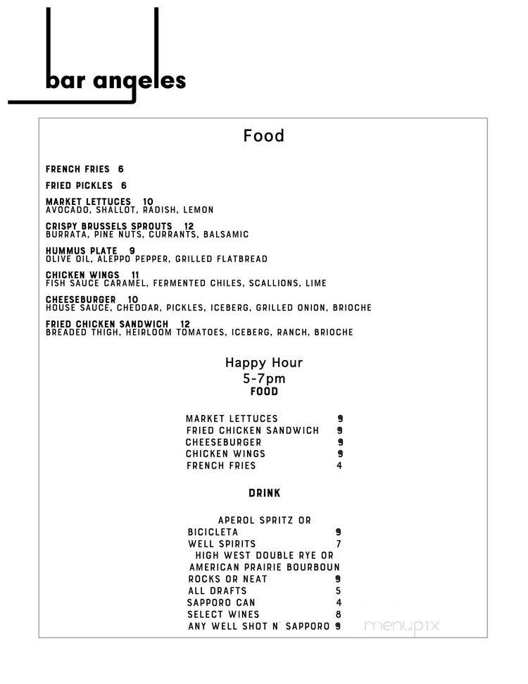 Bar Angeles - Los Angeles, CA menu_pic