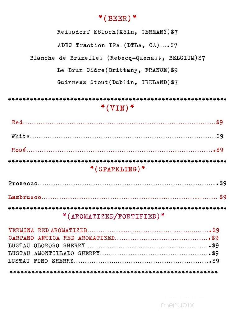 Bar Clacson - Los Angeles, CA menu_pic