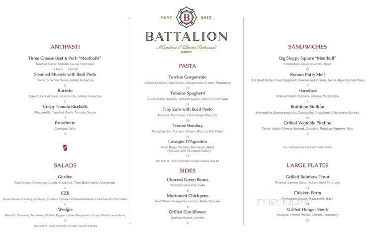 Battalion - San Antonio, TX menu_pic