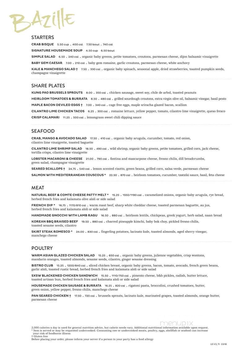 Bazille - Corte Madera, CA menu_pic