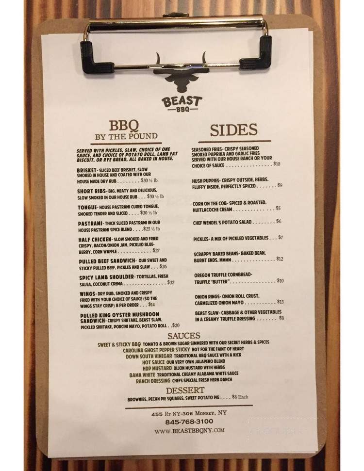Beast BBQ - New York, NY menu_pic
