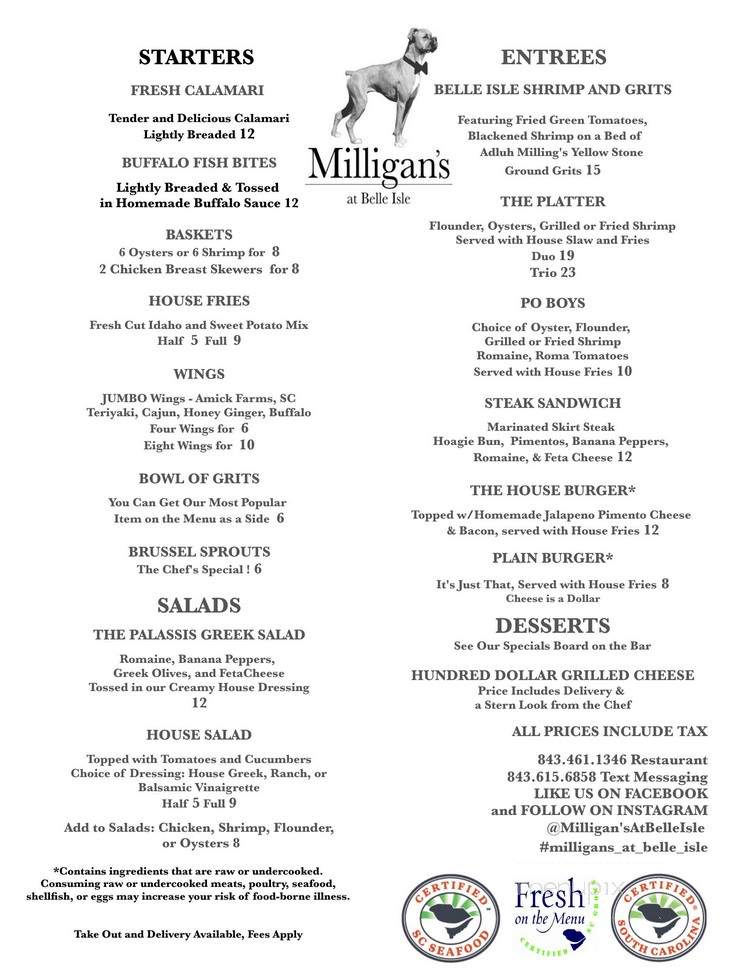 Belle Isle Marina Bar and Grill - Georgetown, SC menu_pic