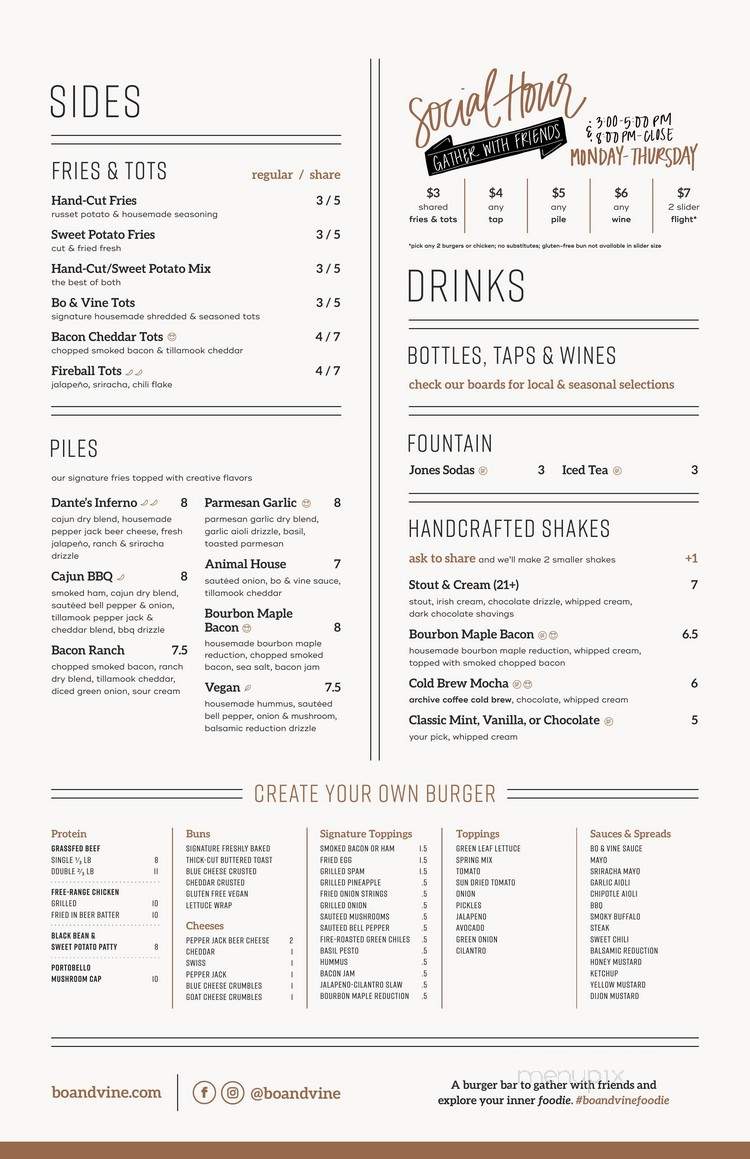 Bo & Vine Burger Bar - Salem, OR menu_pic