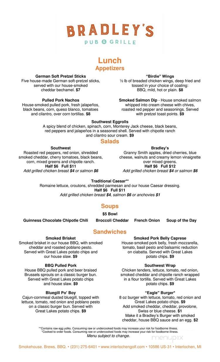 Bradley's Pub & Grille - Interlochen, MI menu_pic