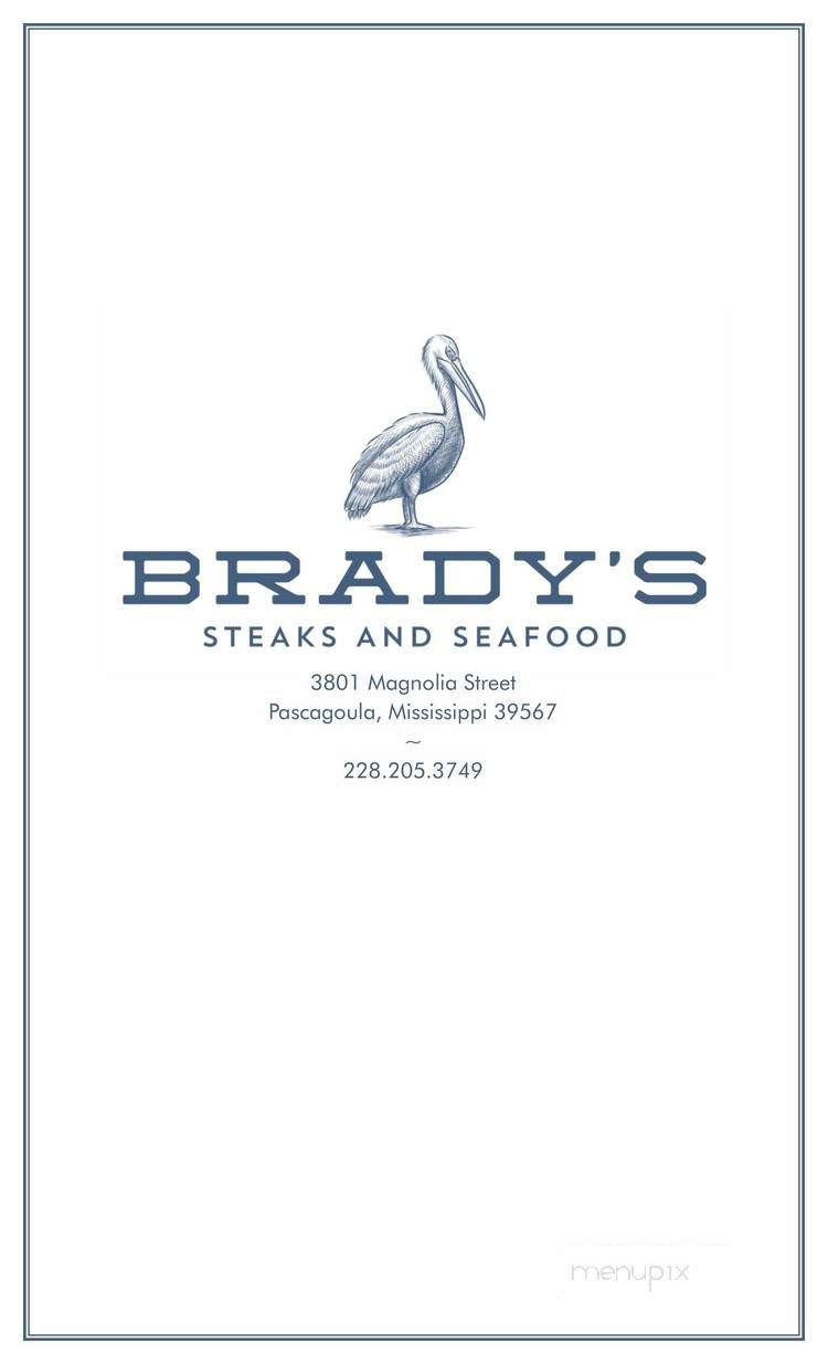 Brady's Steaks and Seafood - Pascagoula, MS menu_pic
