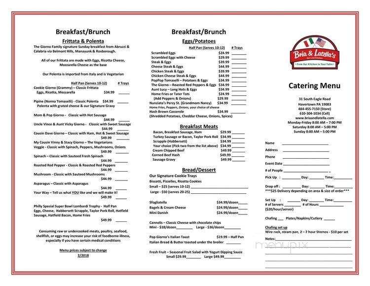 Bria & Latella's - Havertown, PA menu_pic