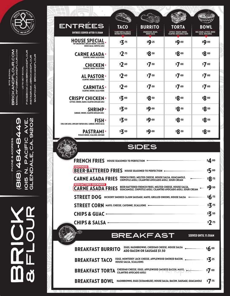Brick & Flour - Glendale, CA menu_pic