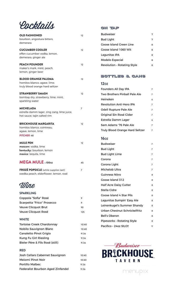 Budweiser Brickhouse Tavern - Chicago, IL menu_pic