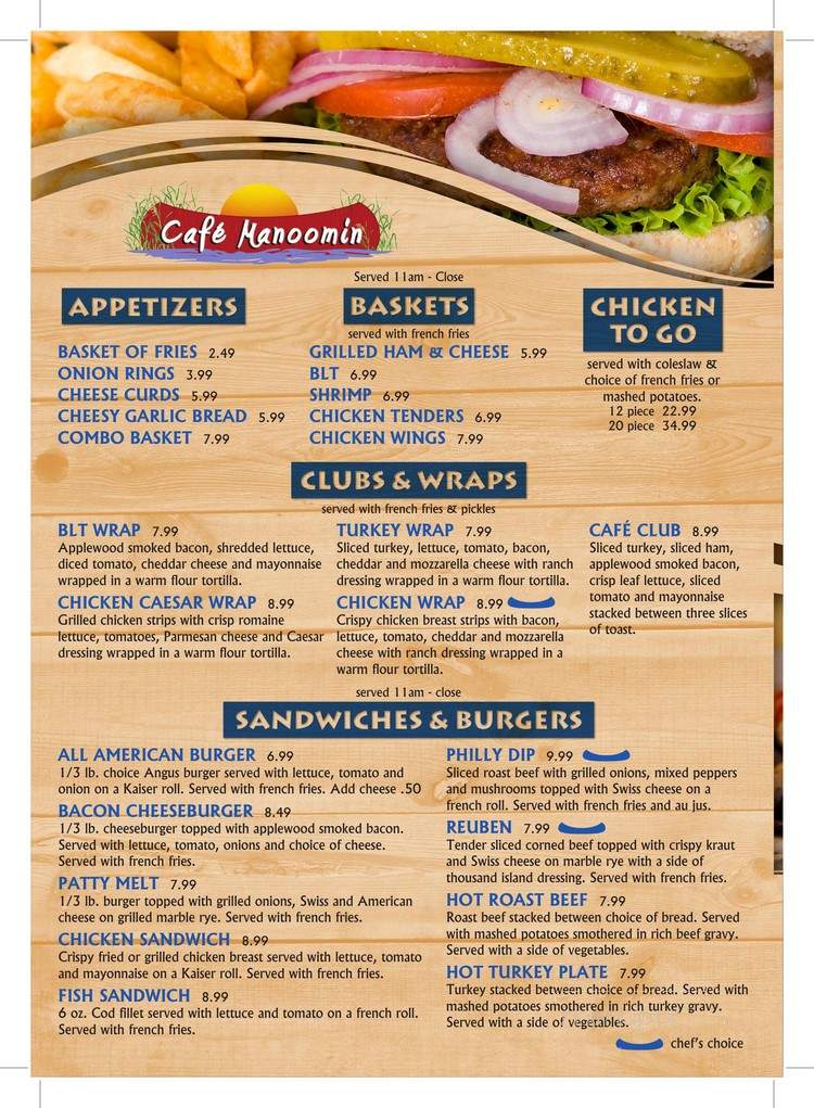 Cafe Manoomin - Crandon, WI menu_pic