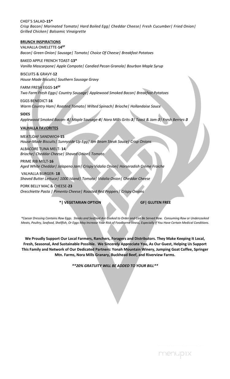Caledonia Dining Room @ Valhalla Resort Hotel - Helen, GA menu_pic