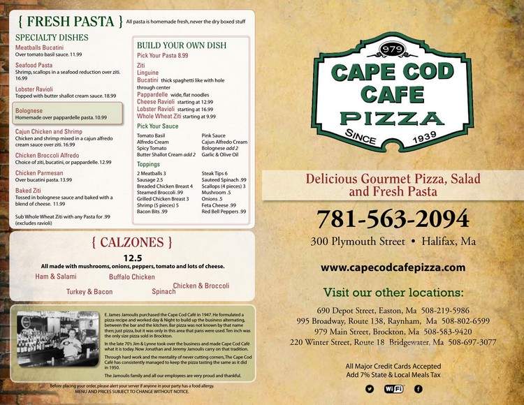 Cape Cod Cafe - Halifax, MA menu_pic