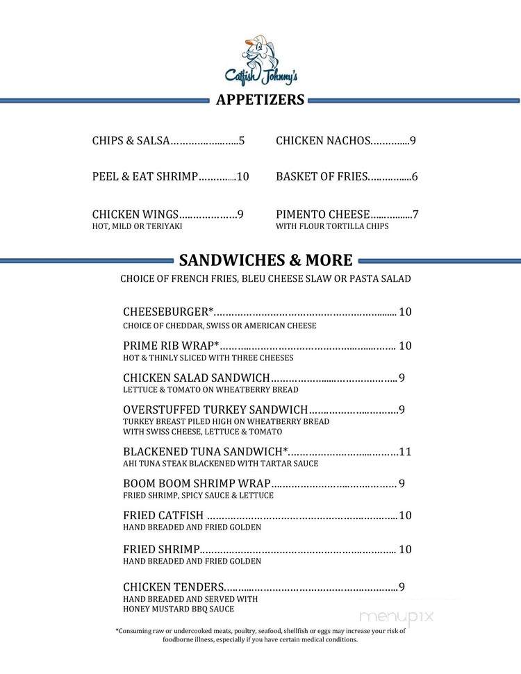 Catfish johnny's - Chapin, SC menu_pic