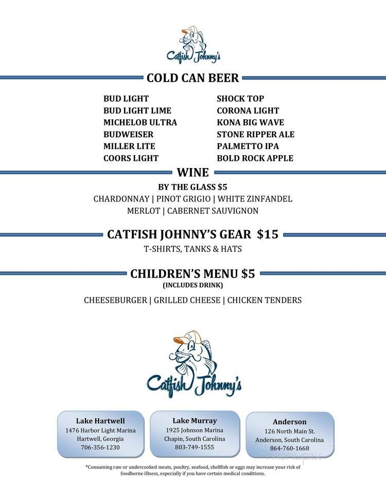 Catfish johnny's - Chapin, SC menu_pic
