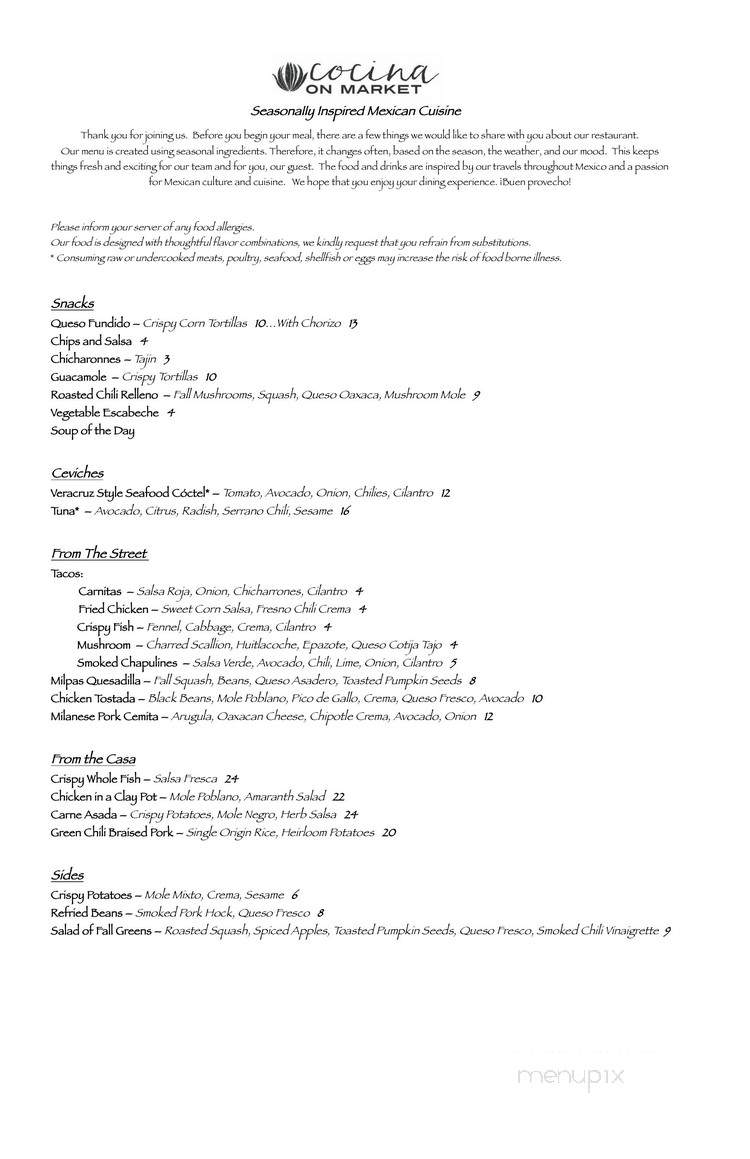 Cocina on Market - Leesburg, VA menu_pic