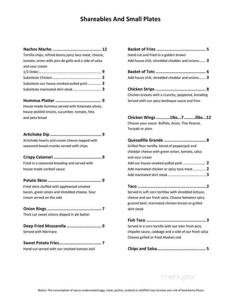 Sidelines Restaurant & Sports - Portland, OR menu_pic